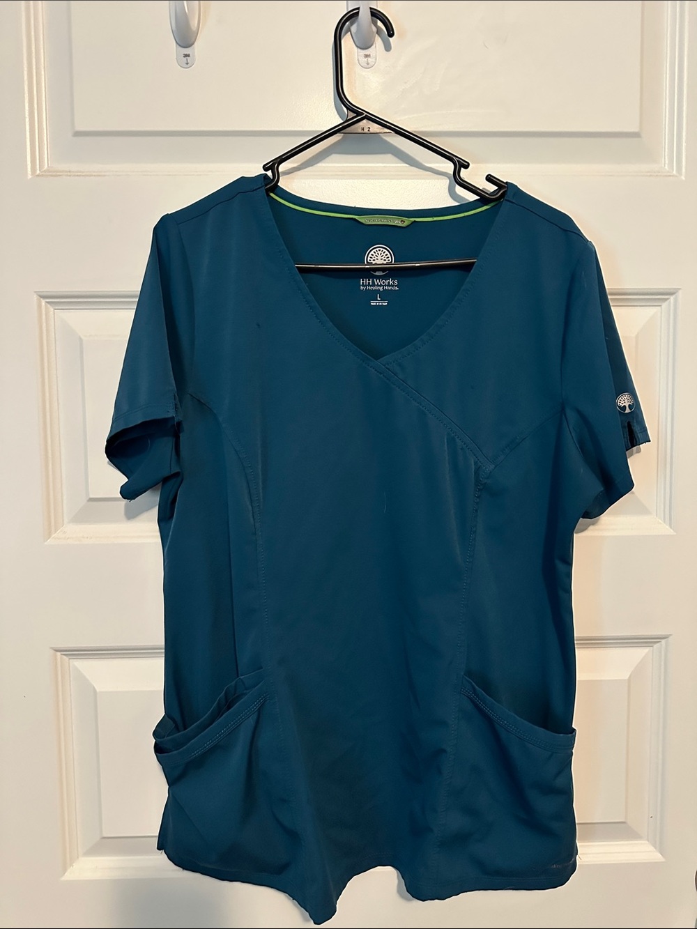 healing hands Deep Teal V-Neck Scrub Top